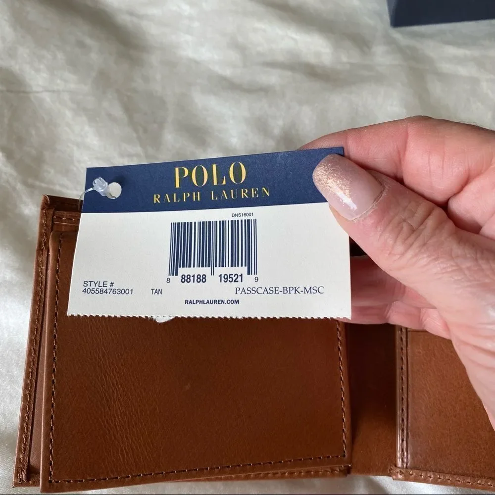 NEW Polo Ralph Lauren Tan Bio Fold Leather Wallet